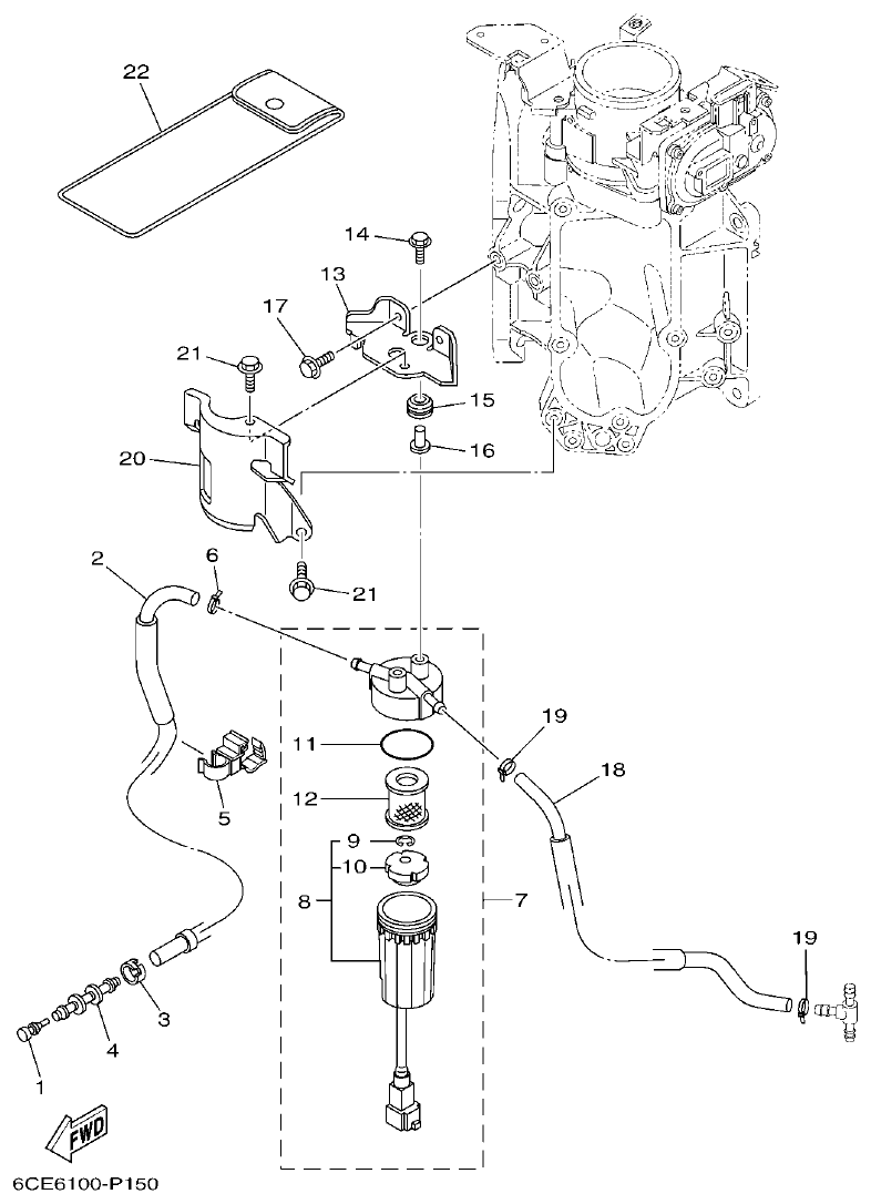 Yamaha F300DET, FL300DET FUEL 1 parts diagram